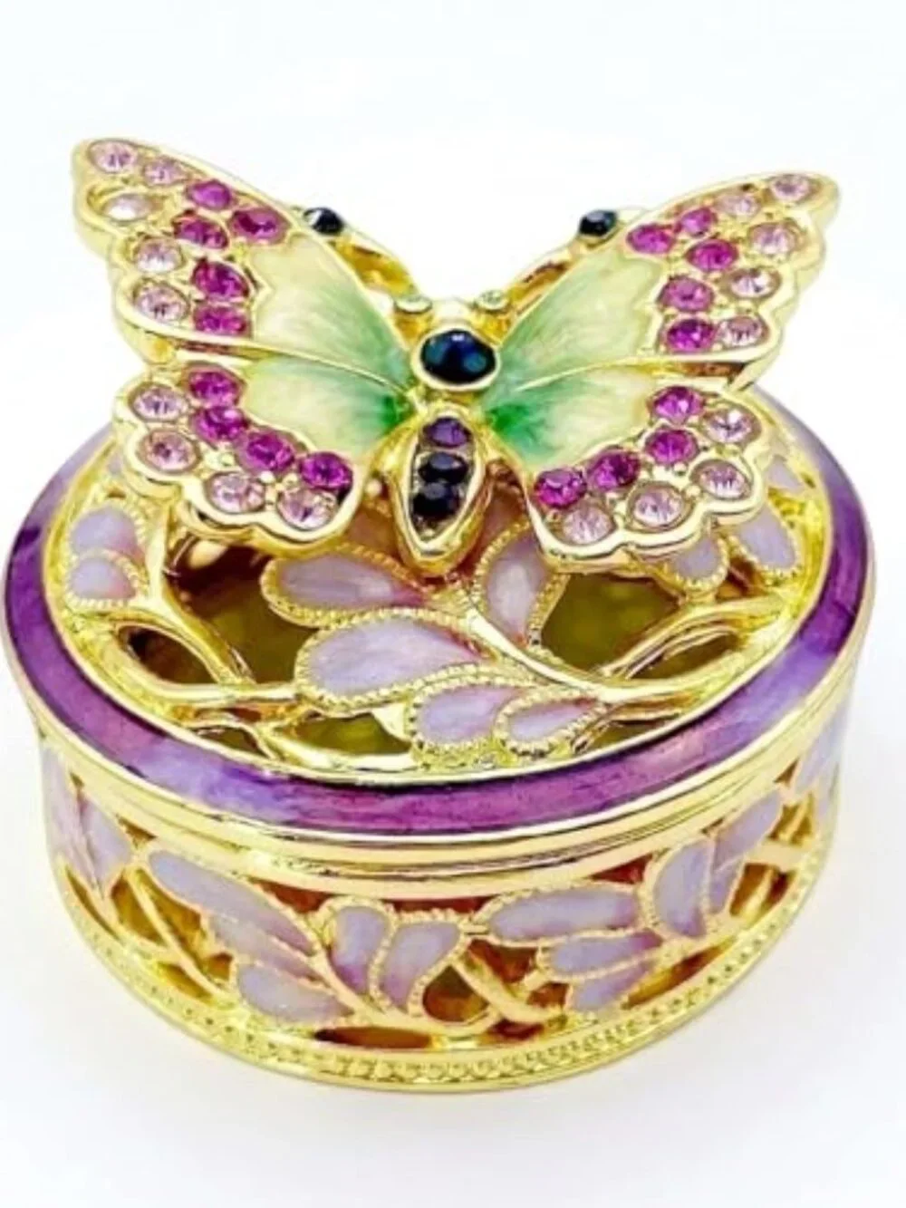 Elegant Butterfly Jewelry Trinket Boxes.Enameled Decorative Keepsake Ring Box Ho